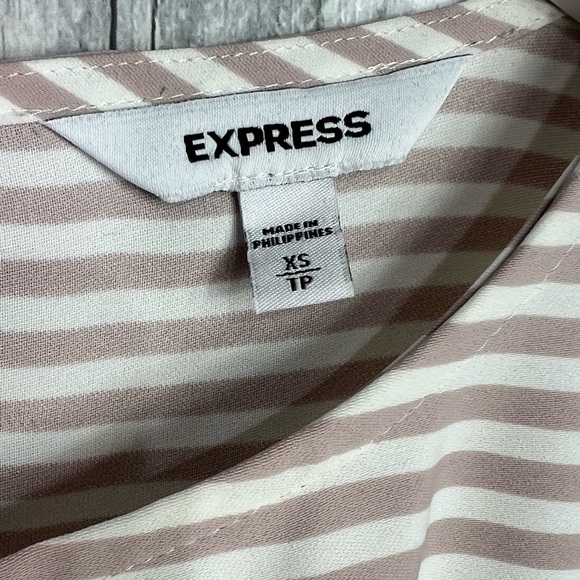 EXPRESS Multi Striped Taupe White Top Dolman Sleeves Size XS - Picture 5 of 8